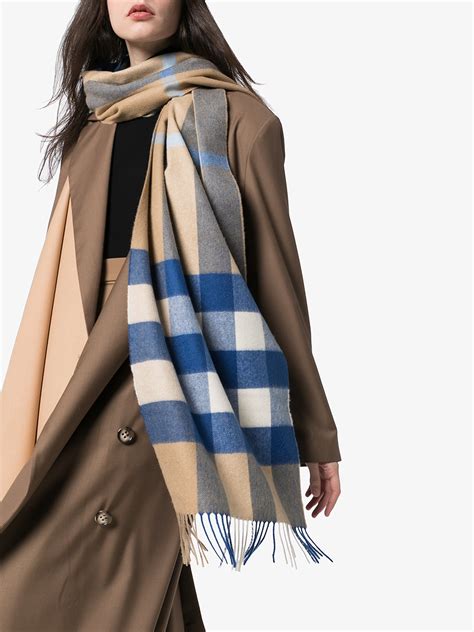 burberry mega check scarf blue|Burberry silk scarf.